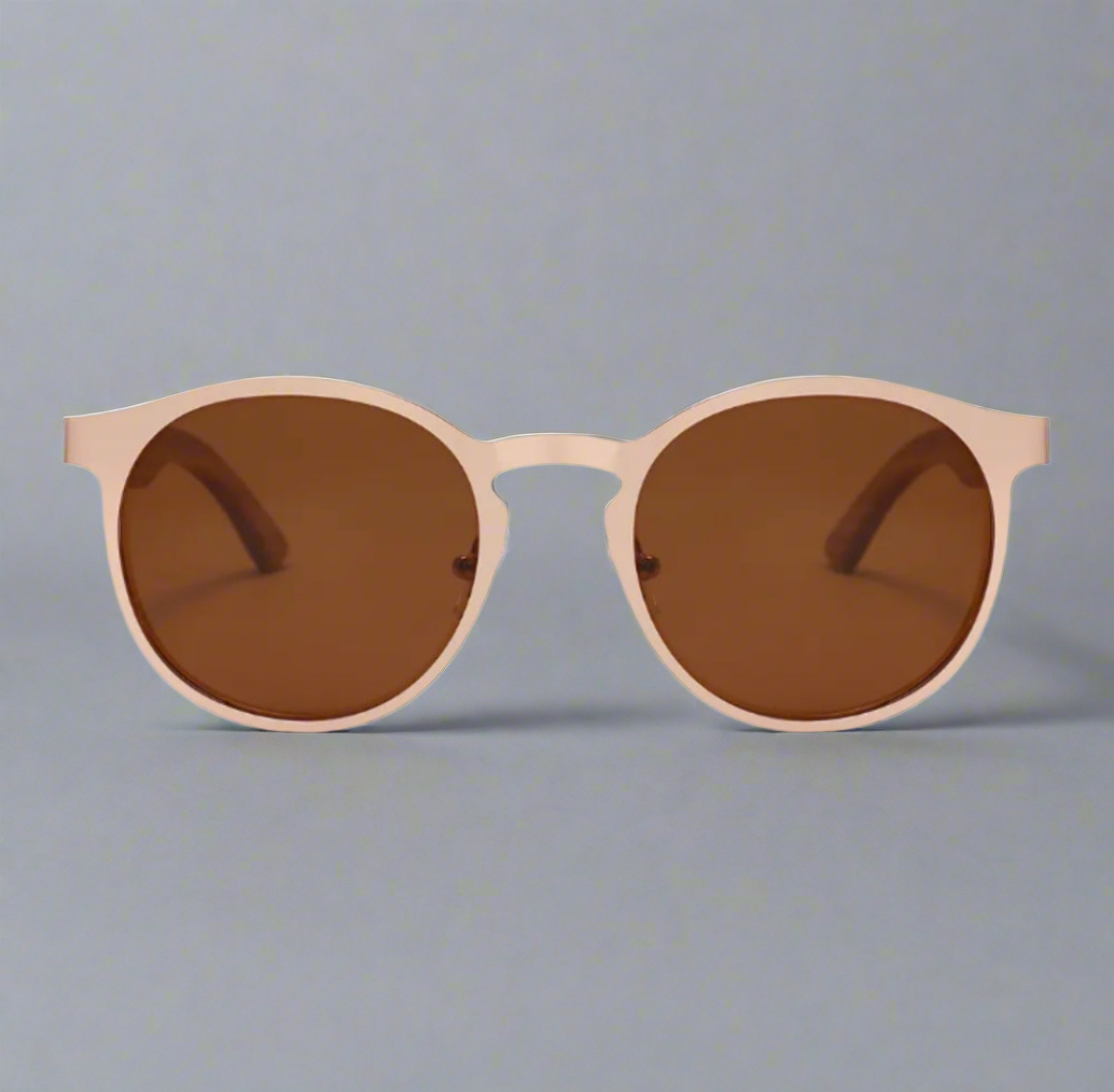 Half Wood & Steel Semi Oval Sunglasses