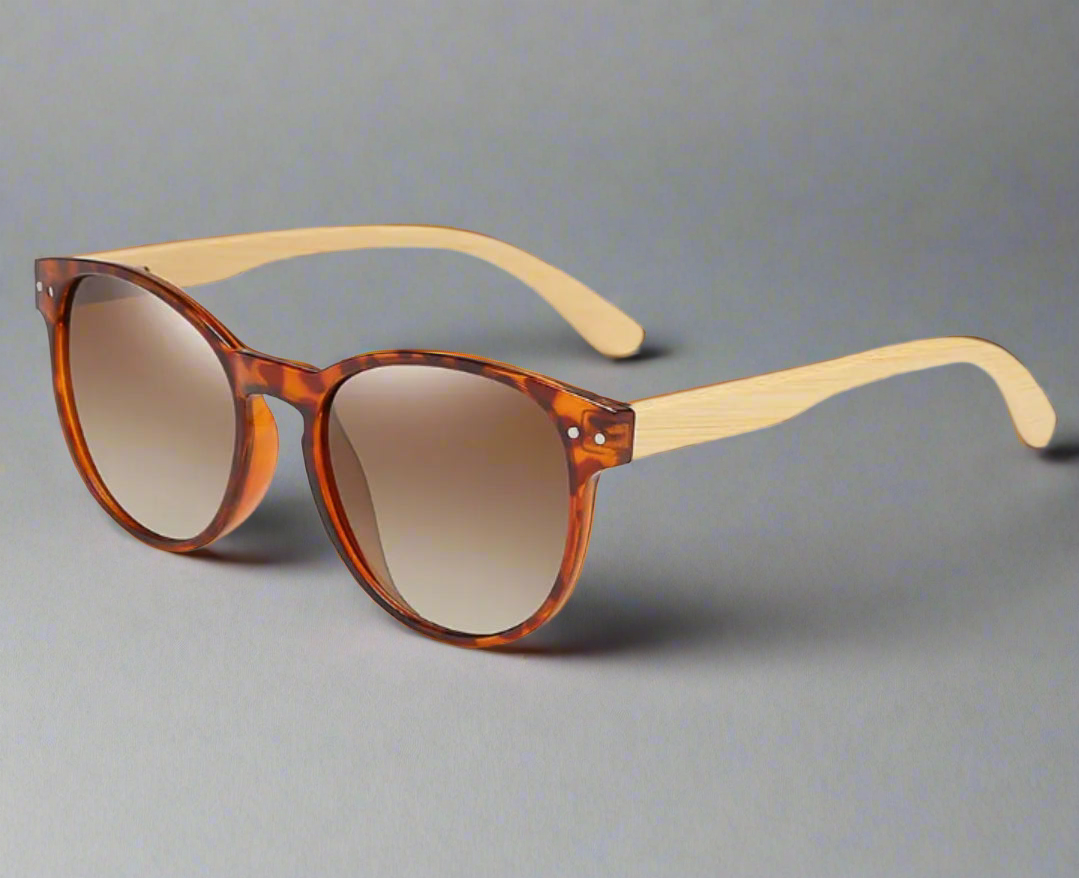 Half Wood Light Oval Sunglasses