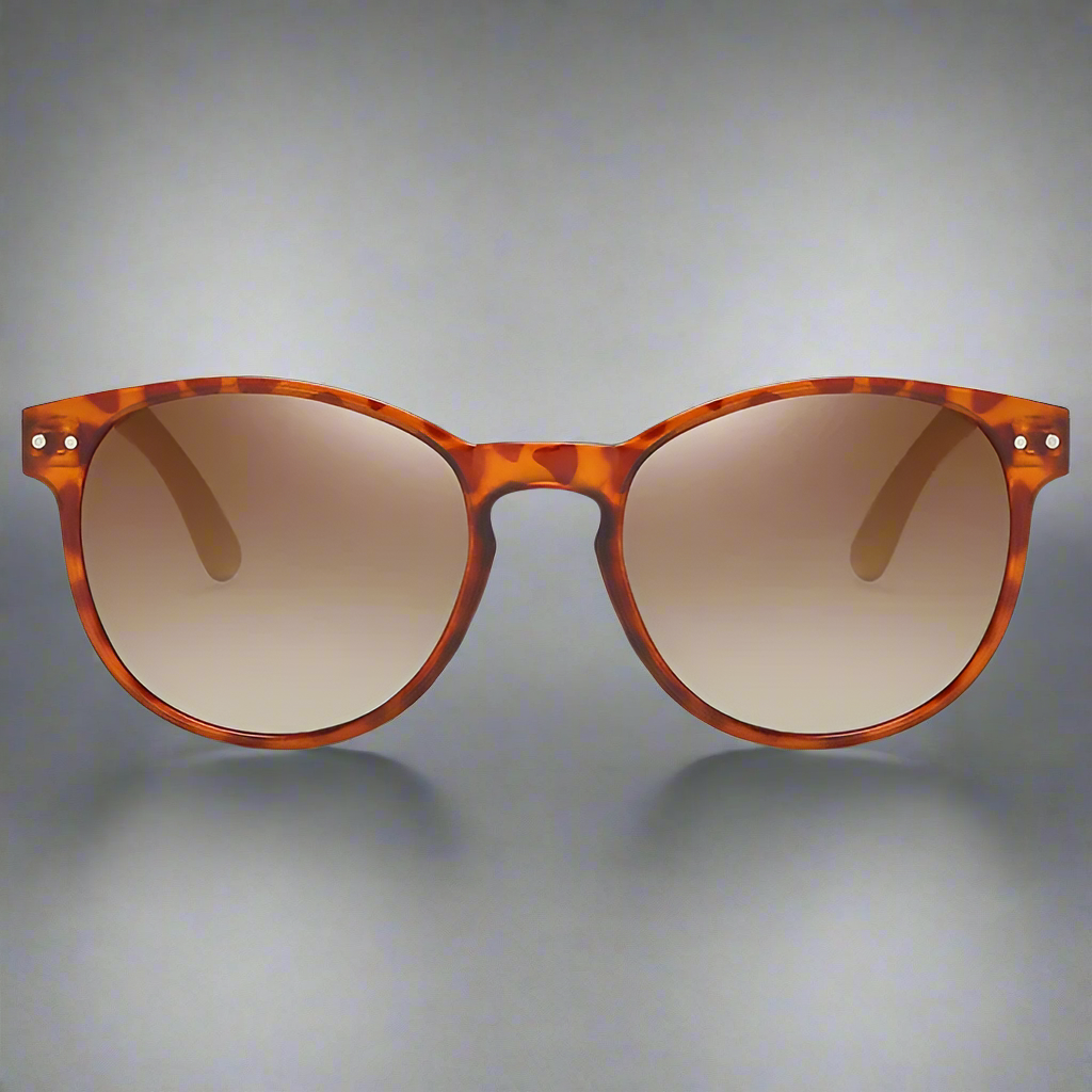 Half Wood Light Oval Sunglasses