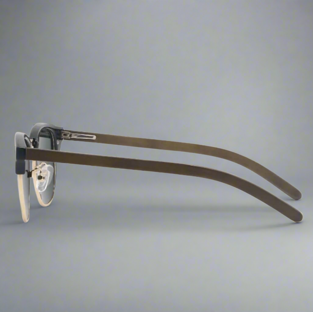 (NEW) Dark 60's Half Wood Clubmaster Sunglasses