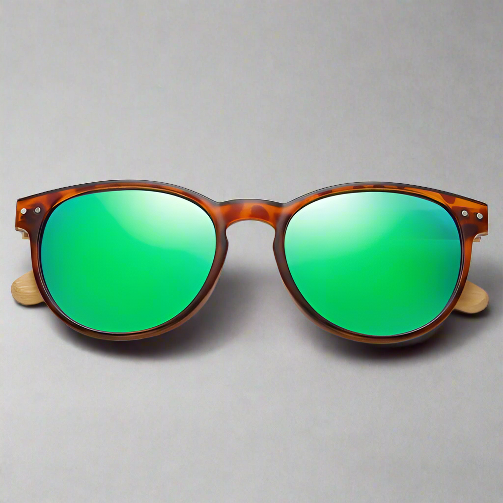 Half Wood Light Oval Sunglasses