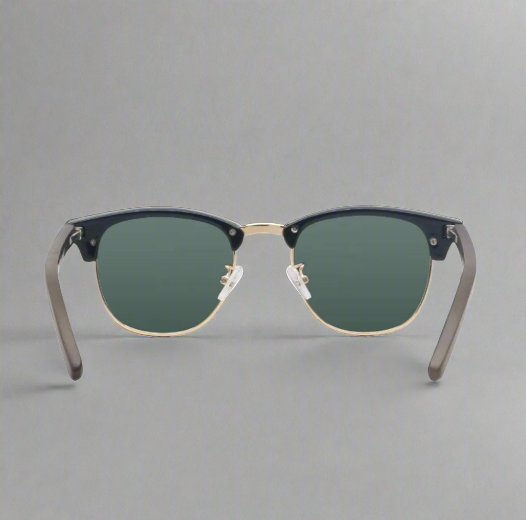 (NEW) Dark 60's Half Wood Clubmaster Sunglasses