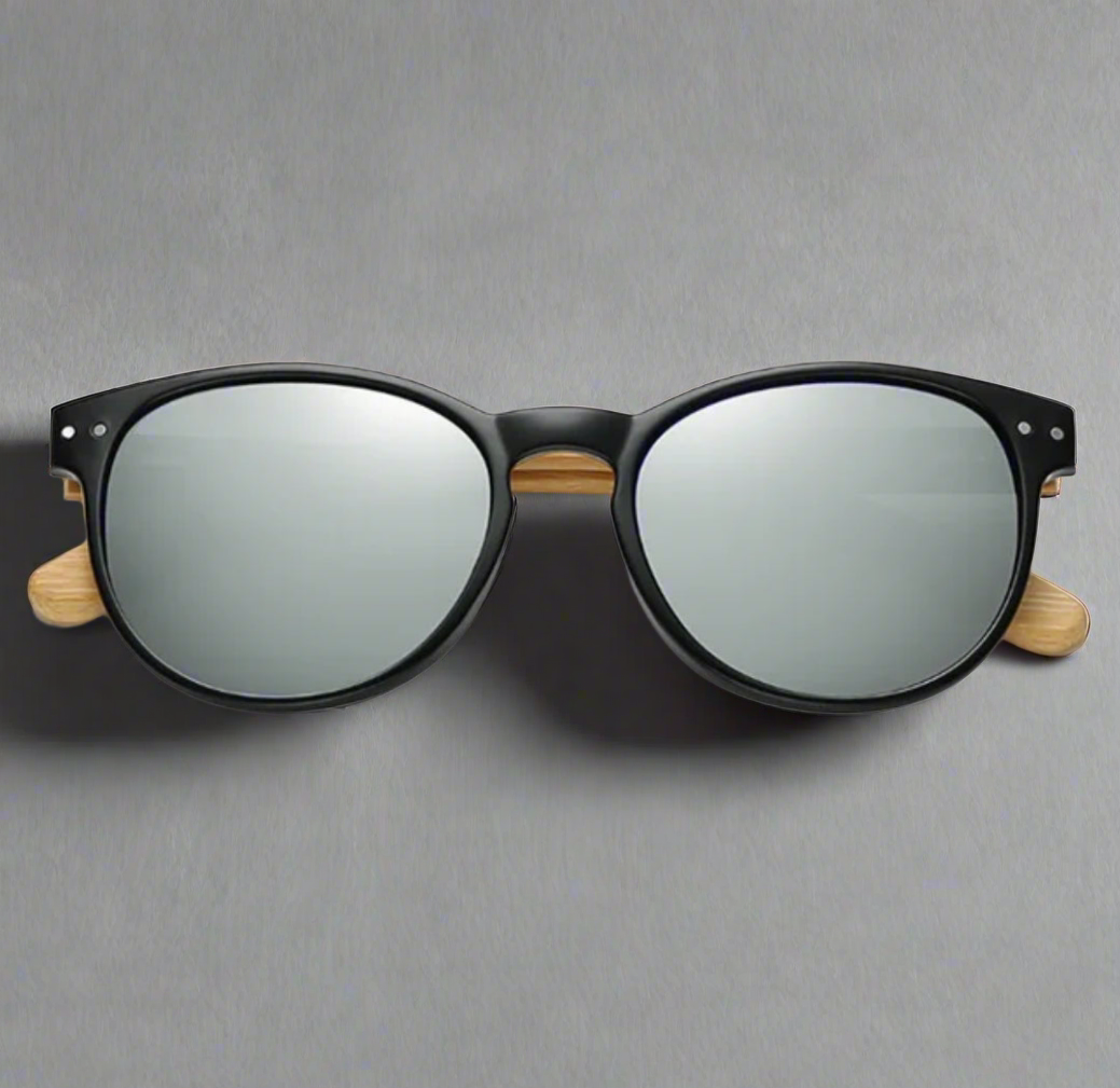 Half Wood Light Oval Sunglasses