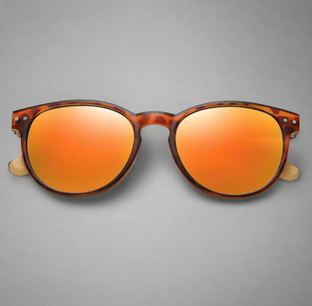 Half Wood Light Oval Sunglasses
