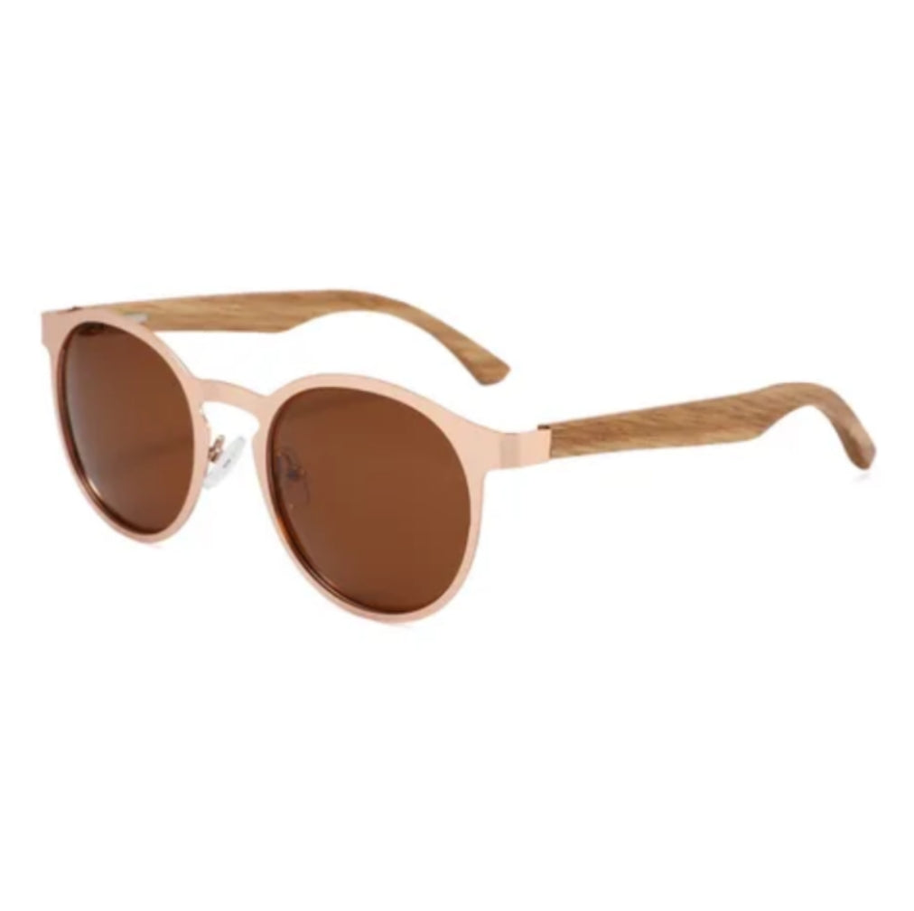 Half Dark Wood Semi Oval Sunglasses