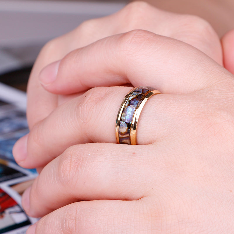 Abalone Sea Shells and Tungsten Rings