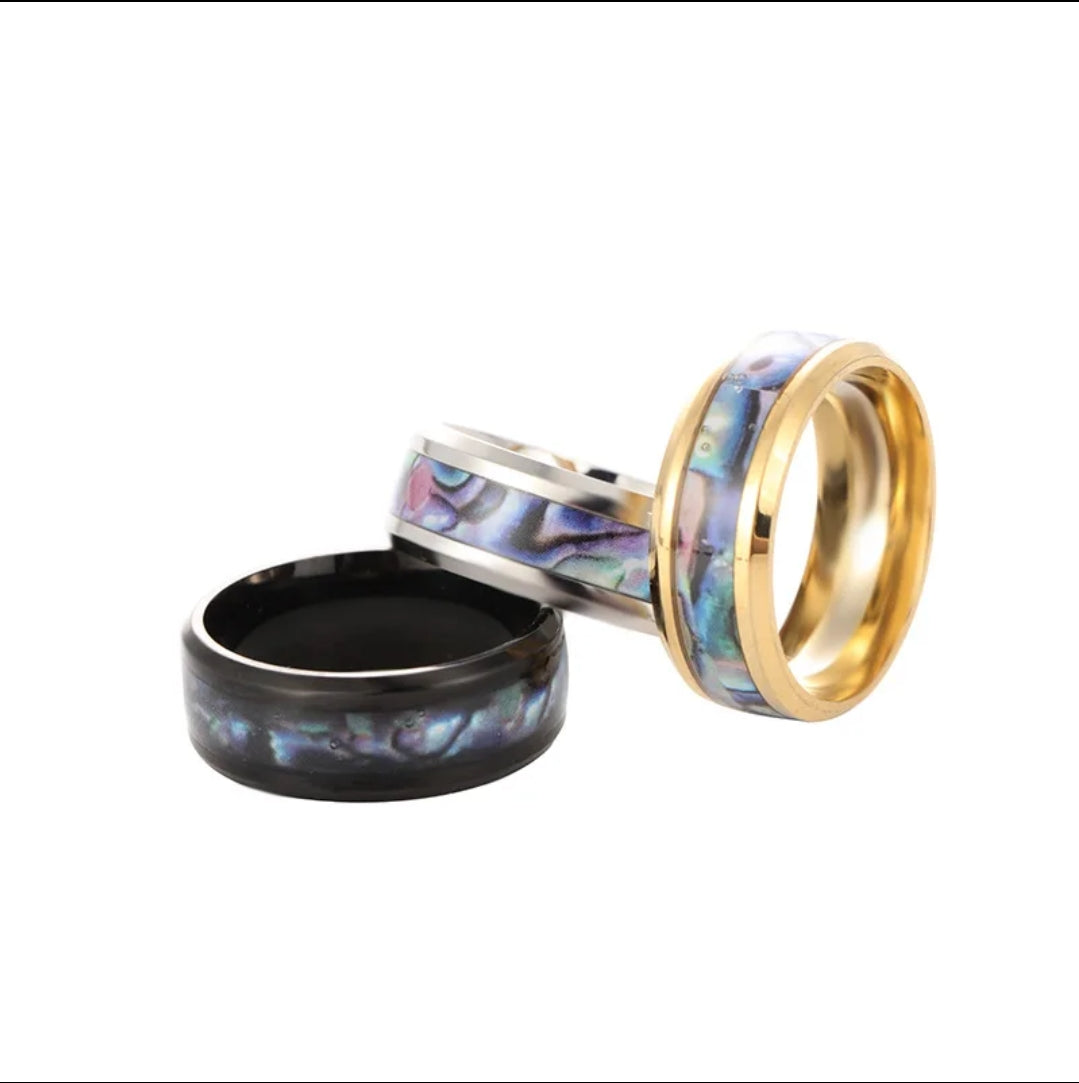 Abalone Sea Shells and Tungsten Rings