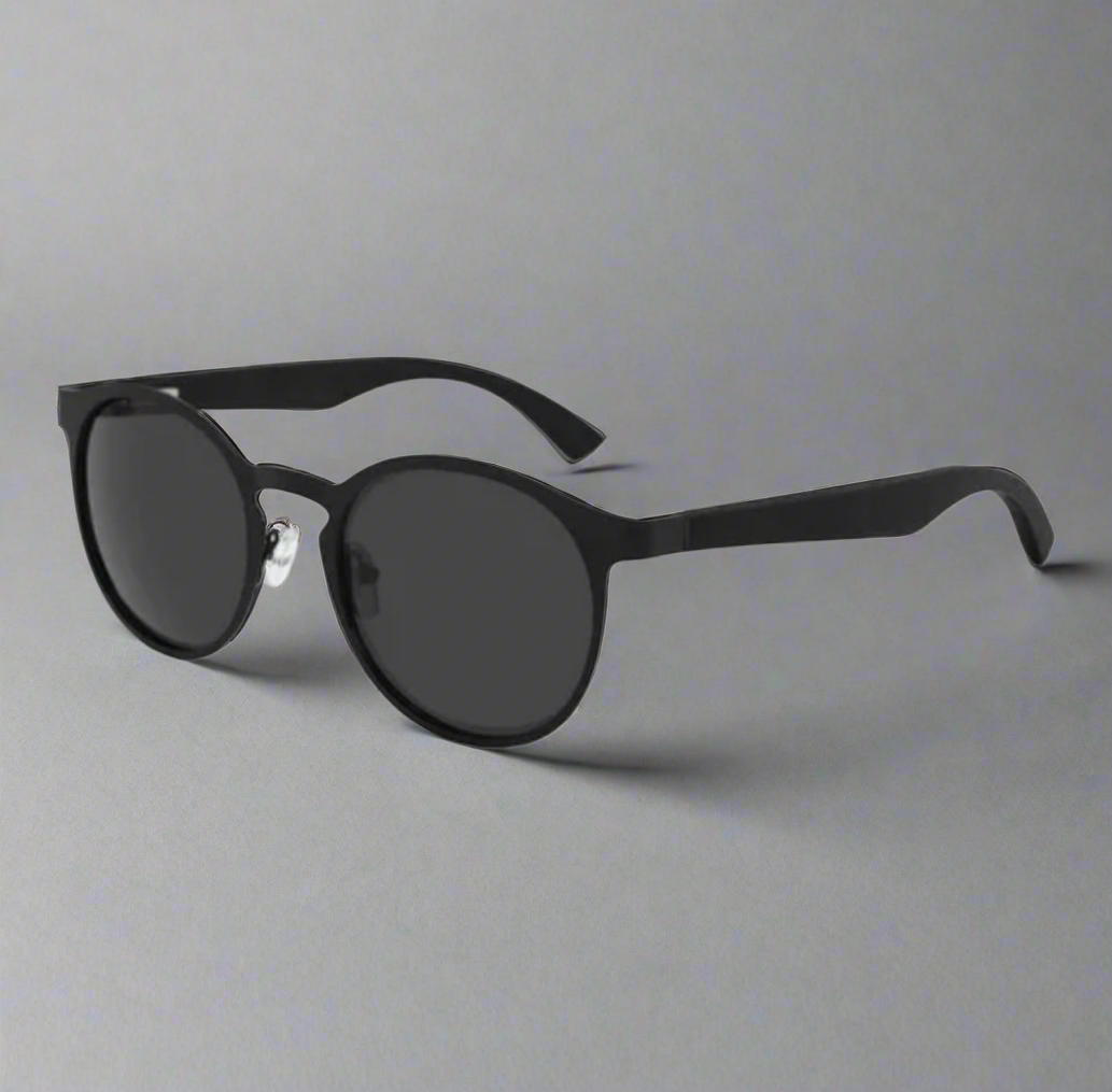 Half Wood & Steel Semi Oval Sunglasses