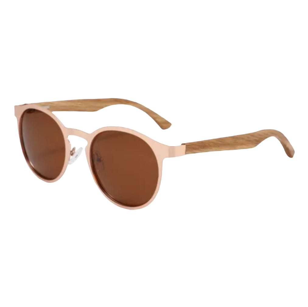 Half Wood & Steel Semi Oval Sunglasses