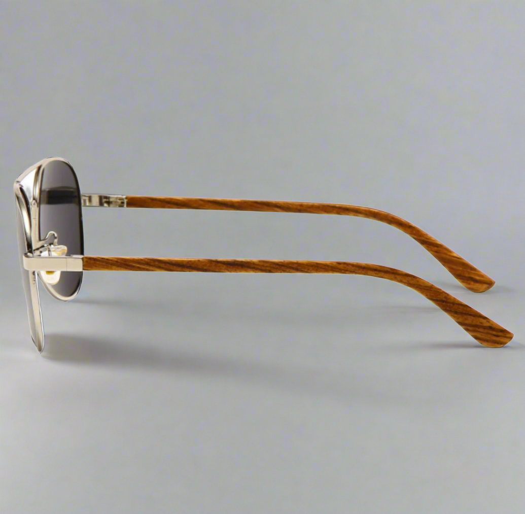 Half Dark Wood Aviator Sunglasses