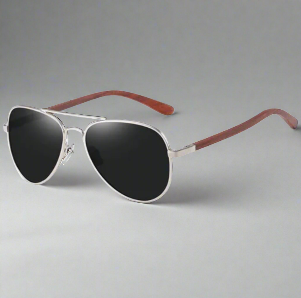 Half Dark Wood Aviator Sunglasses