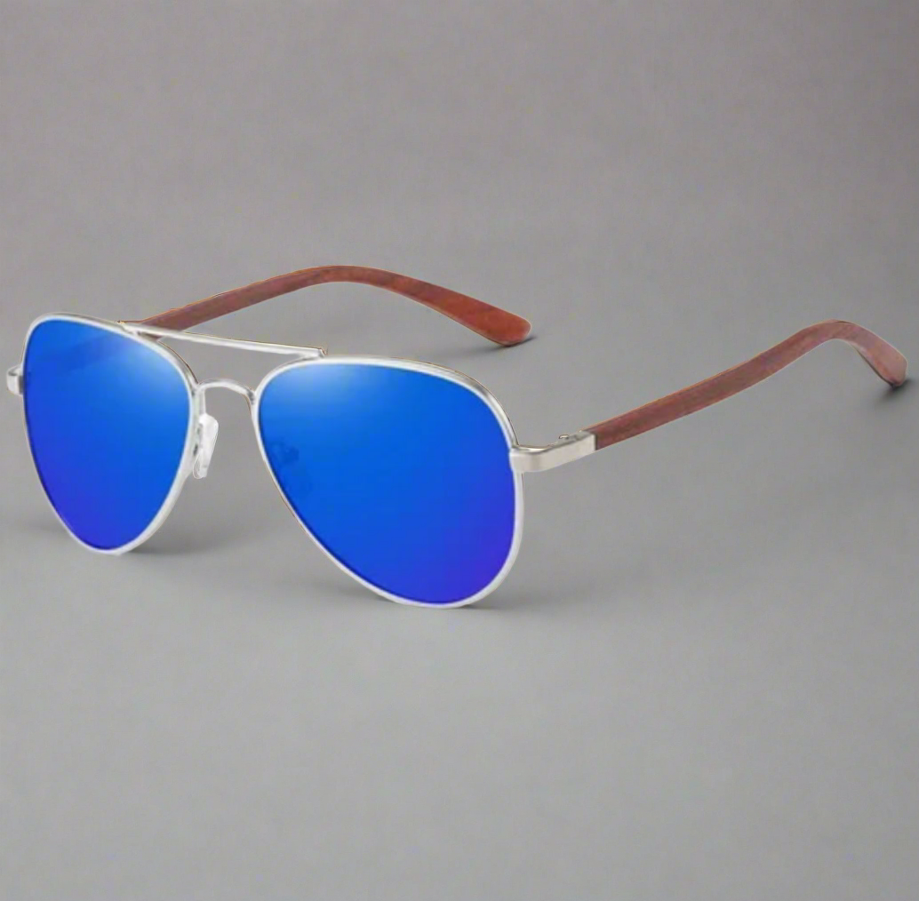 Half Dark Wood Aviator Sunglasses