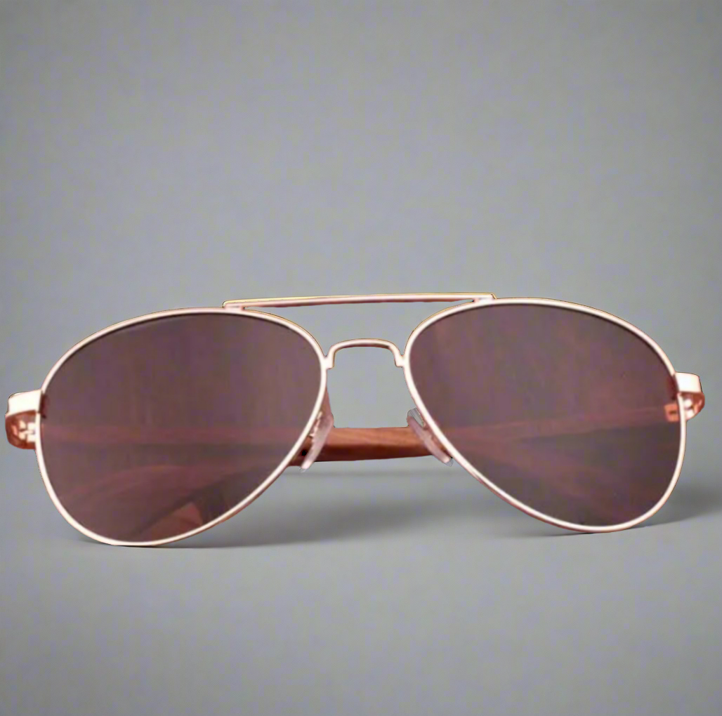 Half Dark Wood Aviator Sunglasses