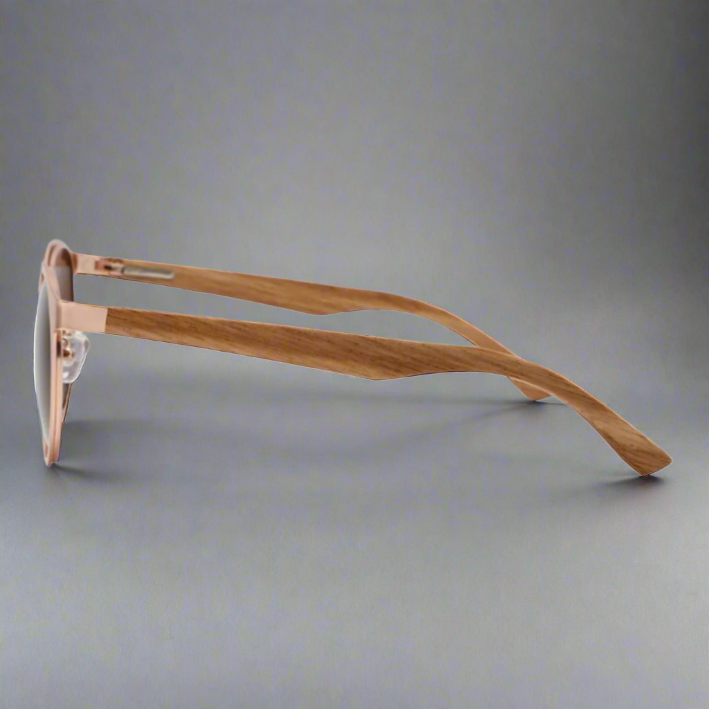 Half Wood & Steel Semi Oval Sunglasses