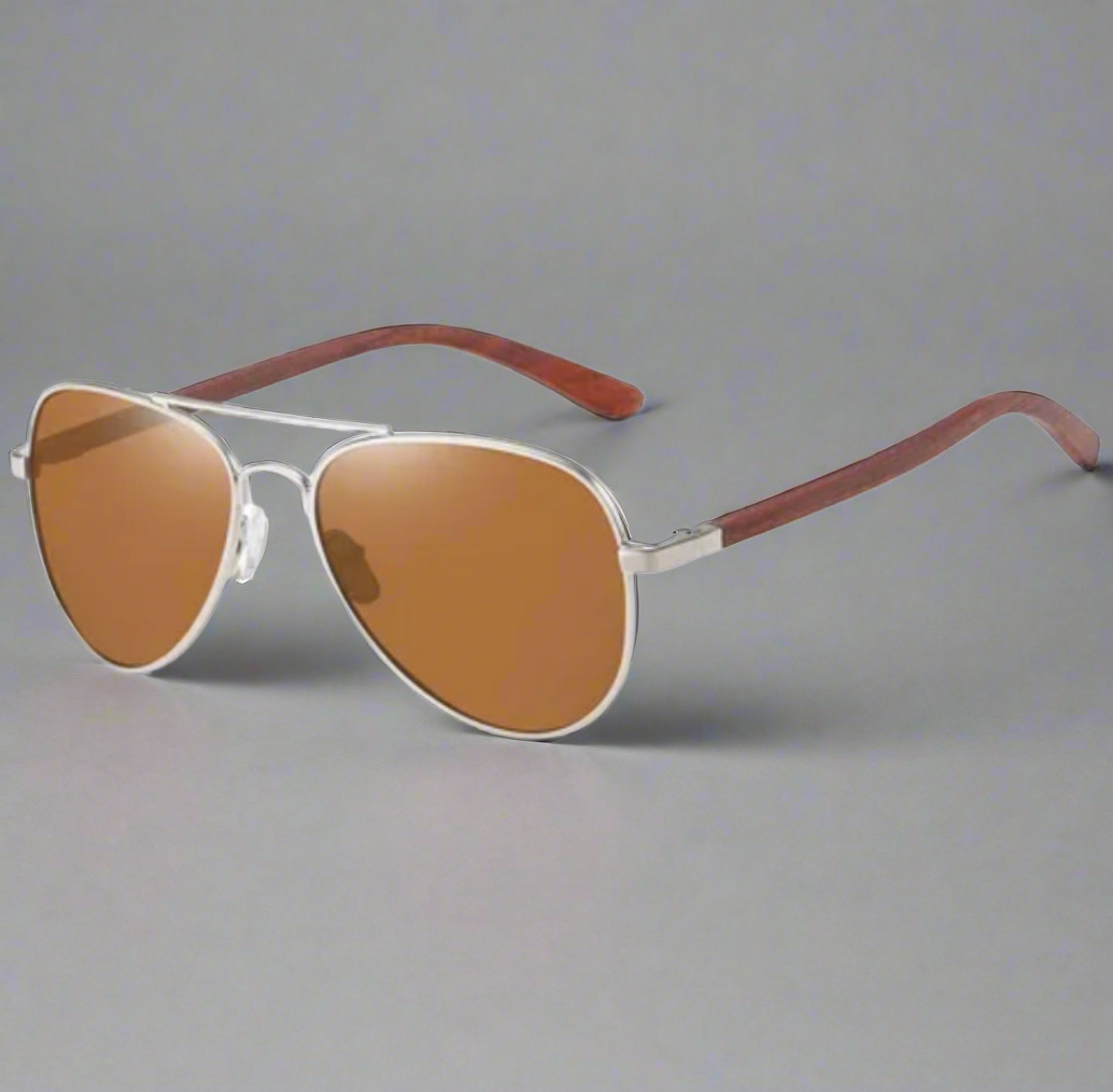 Half Dark Wood Aviator Sunglasses