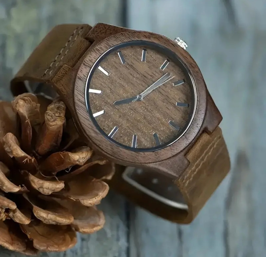 Dark Brown Bamboo Watch