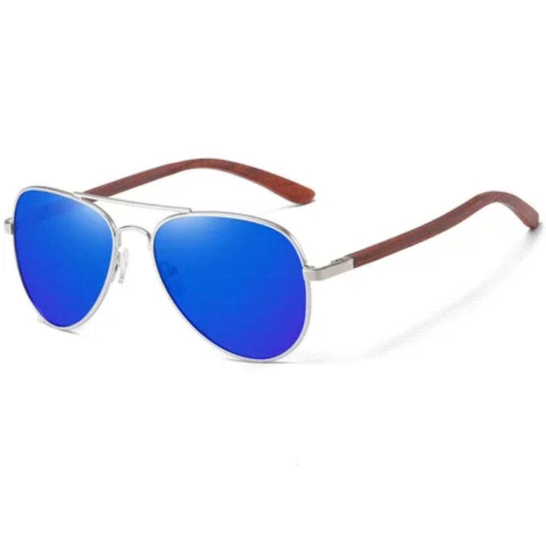 Half Dark Wood Aviator Sunglasses