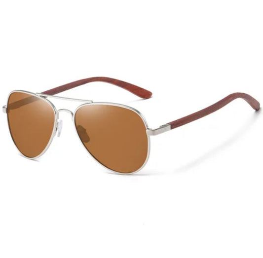 Half Dark Wood Aviator Sunglasses