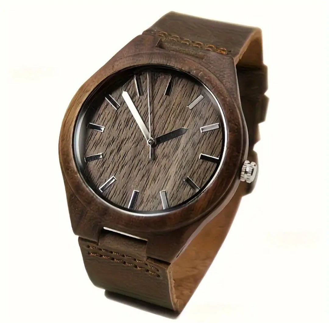 Dark Brown Bamboo Watch