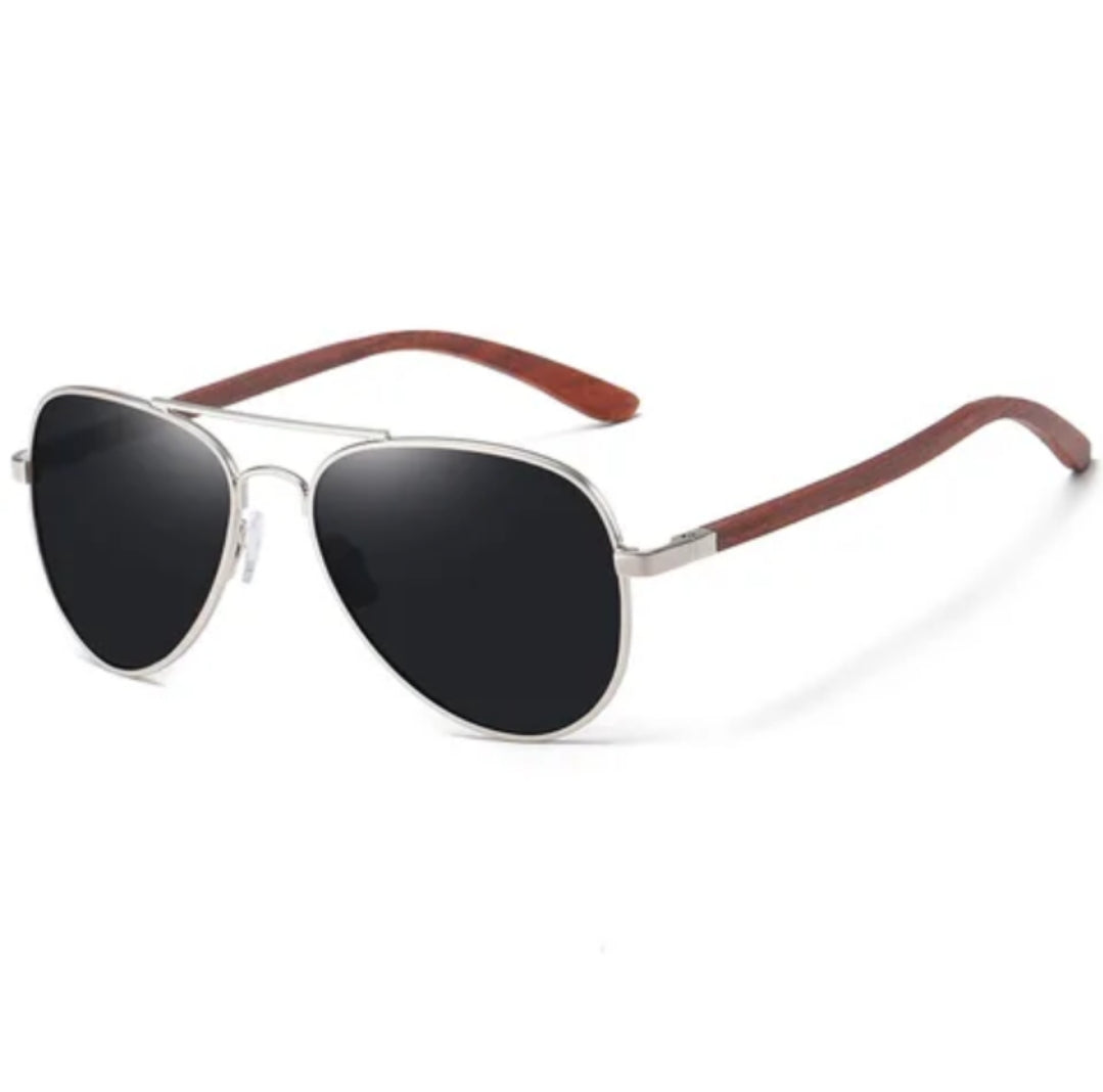 Half Dark Wood Aviator Sunglasses